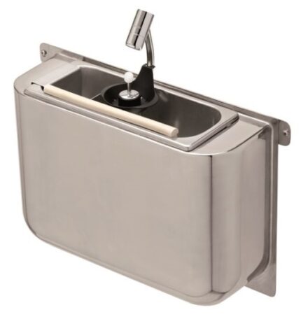 CUILLÈRE À GLACE ÉVIER AVEC DOUCHETTE 410X120X270  AVEC TROU D'ÉVACUATION, RACCORDEMENT À L'EAU ET TUYAU D'ÉVACUATION