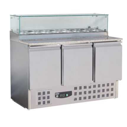 TABLE PRÉP POUR PIZZA AVEC VERRE 3 PORTES